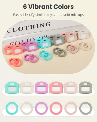 Uniclife 12 Pack Round Key Caps Covers and 12 Pack Key Cap Tags with Blank Paper Labels & Clear Windows Colorful Key Identifiers Protectors for Regular Flat House Keys (Not for Odd-Shaped Keys) in Saudi Arabia