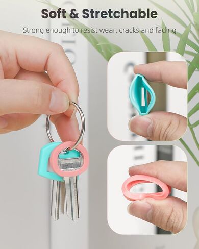 Uniclife 12 Pack Round Key Caps Covers and 12 Pack Key Cap Tags with Blank Paper Labels & Clear Windows Colorful Key Identifiers Protectors for Regular Flat House Keys (Not for Odd-Shaped Keys) in Saudi Arabia