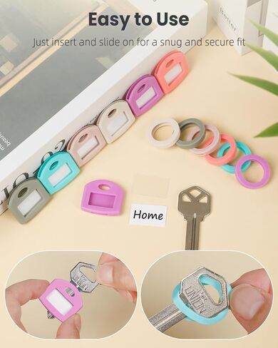 Uniclife 12 Pack Round Key Caps Covers and 12 Pack Key Cap Tags with Blank Paper Labels & Clear Windows Colorful Key Identifiers Protectors for Regular Flat House Keys (Not for Odd-Shaped Keys) in Saudi Arabia