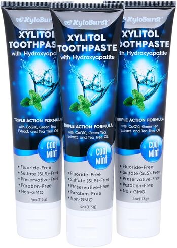 Xyloburst Natural Fluoride-Free Xylitol Premium Toothpaste with Xylitol and CoQ10 Cool Mint - SLS-Free, Paraben Free, Cruelty Free, 4 Ounce Tube Made in The USA (1 Tube) in Saudi Arabia