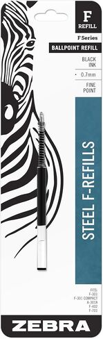 Zebra Pen F-Series Stainless Steel Ballpoint Pen Refill, Fine Point, 0.7mm, Red Ink, 2-Pack in Saudi Arabia