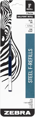 Zebra Pen F-Series Stainless Steel Ballpoint Pen Refill, Fine Point, 0.7mm, Red Ink, 2-Pack in Saudi Arabia