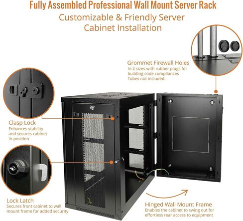 Tecmojo 12U Wall Mount Server Cabinet,21.7inch Depth Standard Network Rack&Cabinet,Professional Network Cabinet,Wall Mount Server Rack for 19inch Equipment,Fully Assembled,Swing Out,Glass Door in Saudi Arabia