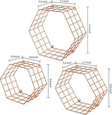 MyGift Black Metal Wall Mounted Crystal Display Shelf, Modern Wire Decorative Floating Shelves for Bedroom Living Room Office, Set of 3 in Saudi Arabia