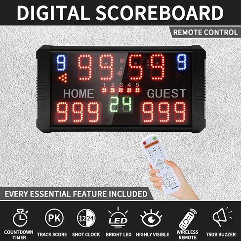 GAN XIN LED لوحة النتائج المحمولة على الطاولة احترافية 14/24 ثانية لوحة النتائج الرقمية الإلكترونية لكرة السلة والبيسبول/كرة القدم/التنس in Kuwait