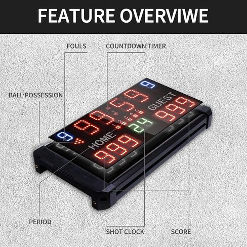 GAN XIN LED لوحة النتائج المحمولة على الطاولة احترافية 14/24 ثانية لوحة النتائج الرقمية الإلكترونية لكرة السلة والبيسبول/كرة القدم/التنس in Kuwait