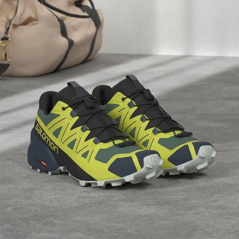 Salomon Speedcross 5 Trail Running Shoes for Men, Duck Green/Black/Evening Primrose, 11 in Saudi Arabia