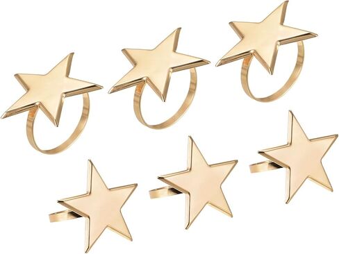 uxcell Metal Napkin Rings Set of 6, Star Napkin Ring Holder Buckle for Dining Table Decorations Wedding Birthday Holiday Party, Silver Tone in Saudi Arabia