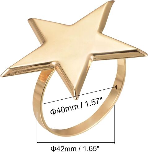 uxcell Metal Napkin Rings Set of 6, Star Napkin Ring Holder Buckle for Dining Table Decorations Wedding Birthday Holiday Party, Silver Tone in Saudi Arabia