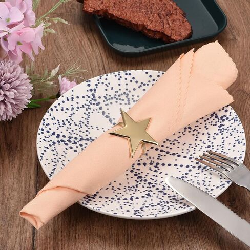 uxcell Metal Napkin Rings Set of 6, Star Napkin Ring Holder Buckle for Dining Table Decorations Wedding Birthday Holiday Party, Silver Tone in Saudi Arabia