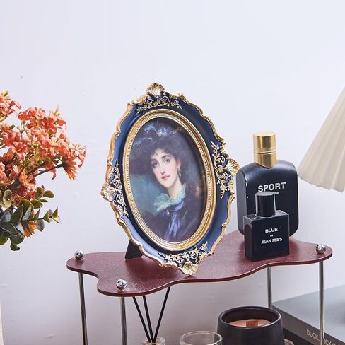 إطار صورة بيضاوي مقاس 5 × 7، إطار صورة من الراتنج مصنوع يدويًا ومزخرف على شكل زهرة بيضاء مع حامل وخطاف وحصيرة، لإطارات الصور على سطح الطاولة والجدار in Kuwait