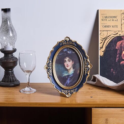 إطار صورة بيضاوي مقاس 5 × 7، إطار صورة من الراتنج مصنوع يدويًا ومزخرف على شكل زهرة بيضاء مع حامل وخطاف وحصيرة، لإطارات الصور على سطح الطاولة والجدار in Kuwait