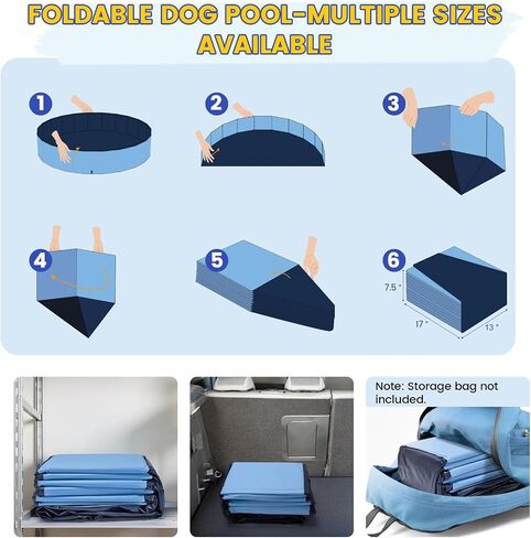 Foldable Dog Pool, 37" Pools for Kids, Puppy Bath Tub for Small Dog, Non-Slip Swimming Pools for Toddlers 1-3, Portable Tub for Kids Doggie Collapsible Wading Pool for Backyard in Saudi Arabia