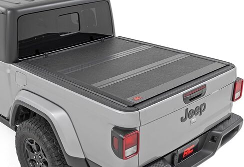 Rough Country Hard Flip-Up Bed Cover for 2020-2023 Jeep Gladiator JT - 49620500, Black in Saudi Arabia