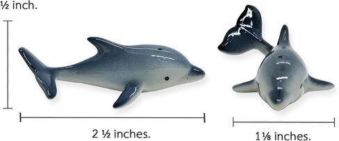 Tiny 1¼" Long Grey Red Dolphin Figurine - Miniature Hand Made Painted Ceramic Dolphins Porpoise Fish and Marine Mammal Sea Animals Porcelain Decorative Collectible Figurines Décor Gifts in Saudi Arabia