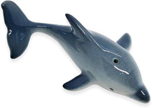 Tiny 1¼" Long Grey Red Dolphin Figurine - Miniature Hand Made Painted Ceramic Dolphins Porpoise Fish and Marine Mammal Sea Animals Porcelain Decorative Collectible Figurines Décor Gifts in Saudi Arabia