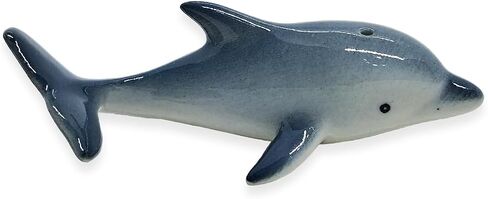 Tiny 1¼" Long Grey Red Dolphin Figurine - Miniature Hand Made Painted Ceramic Dolphins Porpoise Fish and Marine Mammal Sea Animals Porcelain Decorative Collectible Figurines Décor Gifts in Saudi Arabia