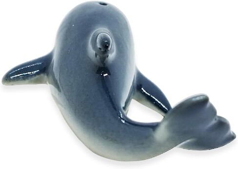 Tiny 1¼" Long Grey Red Dolphin Figurine - Miniature Hand Made Painted Ceramic Dolphins Porpoise Fish and Marine Mammal Sea Animals Porcelain Decorative Collectible Figurines Décor Gifts in Saudi Arabia