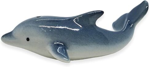 Tiny 1¼" Long Grey Red Dolphin Figurine - Miniature Hand Made Painted Ceramic Dolphins Porpoise Fish and Marine Mammal Sea Animals Porcelain Decorative Collectible Figurines Décor Gifts in Saudi Arabia