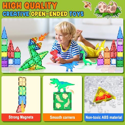 Kids Games Magnetic Tiles with 2 Cranes Construction Toys Set Sensory Toys for Boys Girls Ages 3-6 5-7 8-13, Gifts for 3+ Year Old Boys Girls Toddler Outdoor Kids Toys with Car in Saudi Arabia