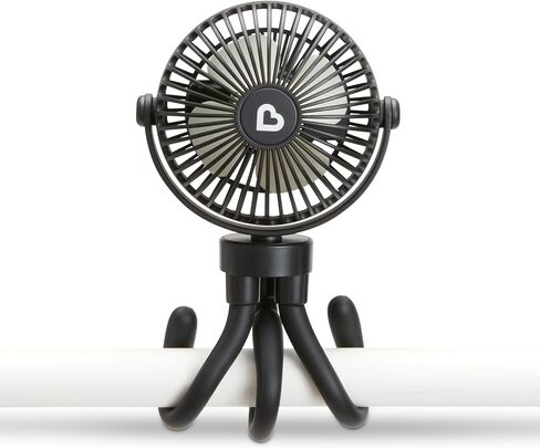Munchkin® Stroller Fan - Portable Baby Cooling System with 4 Speeds, Rechargeable Battery, and Entertaining LED Lights, Black with Multicolored Lights in Saudi Arabia