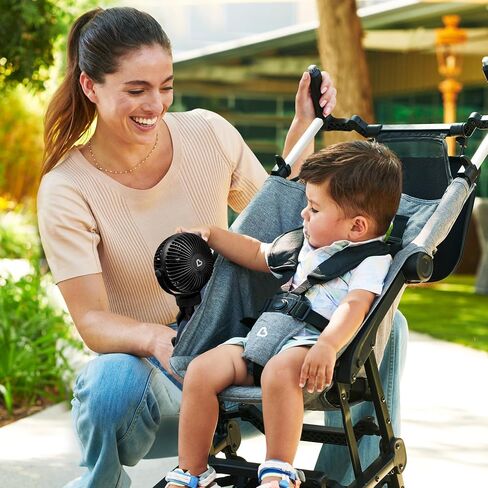 Munchkin® Stroller Fan - Portable Baby Cooling System with 4 Speeds, Rechargeable Battery, and Entertaining LED Lights, Black with Multicolored Lights in Saudi Arabia
