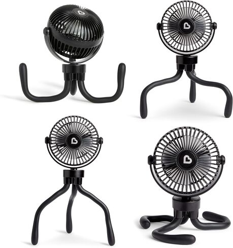 Munchkin® Stroller Fan - Portable Baby Cooling System with 4 Speeds, Rechargeable Battery, and Entertaining LED Lights, Black with Multicolored Lights in Saudi Arabia