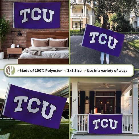 لافتات علم جامعة تكساس المسيحية لصبار الصحراء والضفادع ذات القرون TCU، أعلام 100% بوليستر للاستخدام الداخلي والخارجي مقاس 3 × 5 أقدام (نمط Z) in Saudi Arabia