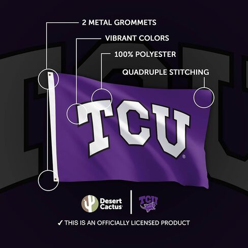 لافتات علم جامعة تكساس المسيحية لصبار الصحراء والضفادع ذات القرون TCU، أعلام 100% بوليستر للاستخدام الداخلي والخارجي مقاس 3 × 5 أقدام (نمط Z) in Saudi Arabia