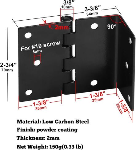 6 Pcs 2-3/4" Half-Surface Hinges Chest Hinges, (46+44+35) mm Width Three Folding Black Offset Door Hinge 2 mm Thickness Steel Shutter Hinges Semi-Concealed Three Fold Retro Hinges, Max Load 66 lb in Saudi Arabia