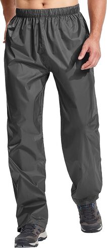 Men's Rain Pants, Waterproof Lightweight Outdoor Trousers for Hiking Fishing Windproof Rain Over Pants Brown in Saudi Arabia