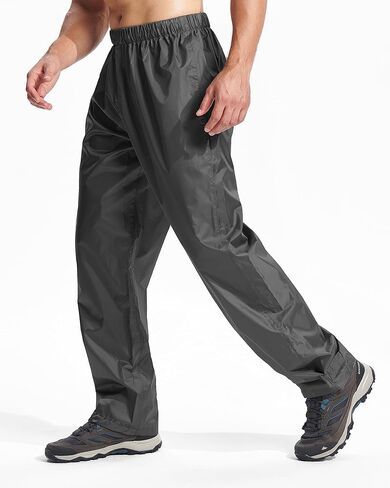 Men's Rain Pants, Waterproof Lightweight Outdoor Trousers for Hiking Fishing Windproof Rain Over Pants Brown in Saudi Arabia