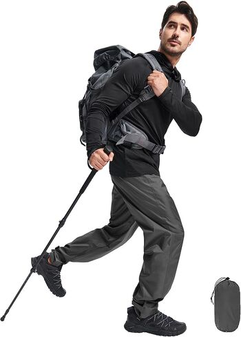 Men's Rain Pants, Waterproof Lightweight Outdoor Trousers for Hiking Fishing Windproof Rain Over Pants Brown in Saudi Arabia