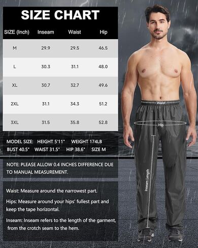 Men's Rain Pants, Waterproof Lightweight Outdoor Trousers for Hiking Fishing Windproof Rain Over Pants Brown in Saudi Arabia