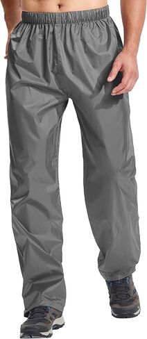 Men's Rain Pants, Waterproof Lightweight Outdoor Trousers for Hiking Fishing Windproof Rain Over Pants Brown in Saudi Arabia