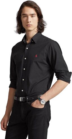 Polo Ralph Lauren Mens Solid Poplin Sport Shirt (M, NewportNavy) in Saudi Arabia