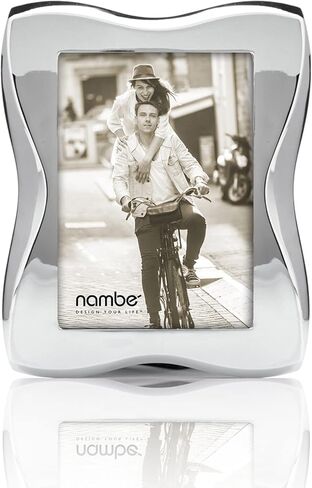 Nambe Bella Picture Frame, 4" x 6" | Photo Frame with Tempered Glass | Vintage and Contemporary Design | Tabletop Display Family, Friends, Wedding Gift, Home Office Décor | Chrome Plate and Glass in Kuwait