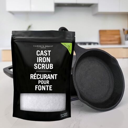 Caron Doucet - Cast Iron Cleaning Bundle - Cast Iron Soap & Cast Iron Scrub - 100% Plant Based Formulation - Removes Rust, Food Debris and Baked on Food While Seasoning The Cast Iron. in Saudi Arabia