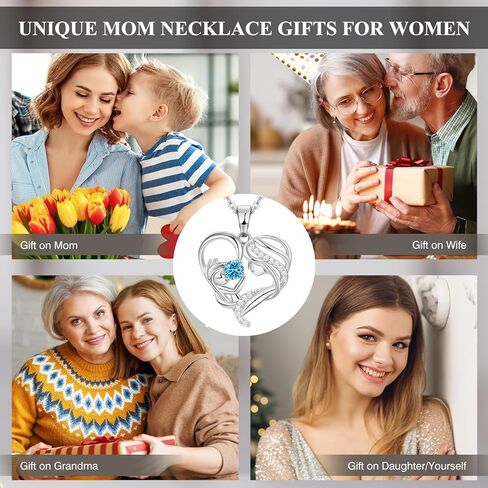 Meeshi Mothers Day Gifts, Mother and Daughter Son Heart Necklace for Women, Mom Birthstone Necklace for Mother, Gifts for Birthday Grandma Mothers Day Gifts for Pregnant Mom Wife Daughter New Step Mom in Kuwait
