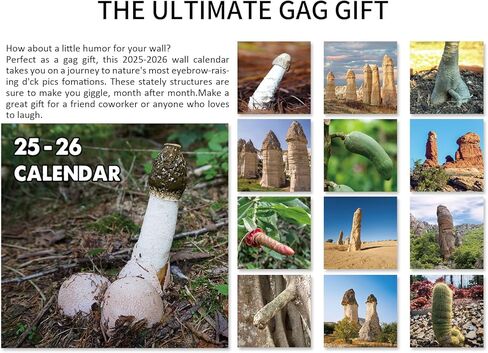 2025 Wall Calendar - Natures Dongs Calendar 2025, January 2025 - December 2025, 12" x 24" (Open), White Elephant Gifts For Adults, Hanging Hook, Block and Holidays - Funny Gag Gift D'ck Pics in Nature in Saudi Arabia