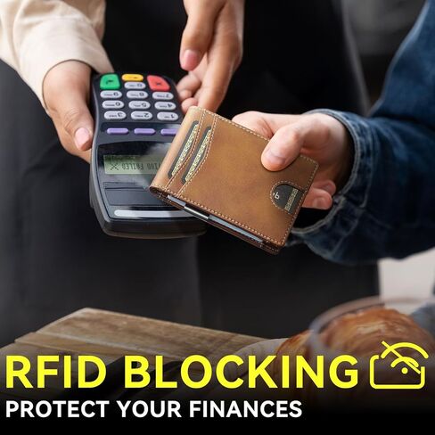 محفظة furid الرجالية لهاتف Samsung Galaxy SmartTag2: محفظة رفيعة بسيطة متوافقة مع علامة Samsung Tracker - محفظة جلدية ثنائية الطي تحجب RFID مع مشبك نقود in Kuwait