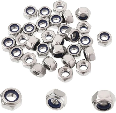 120PCS M3 Locknuts Metric Nylon Inserted Hex Lock Nuts Self-Lock Nylon Insert M3x0.5mm 304 Stainless Steel Self Locking 5.5mm Hex Nut Driver Tiny Nut for RC Bike Pedals 3D Printer in Saudi Arabia