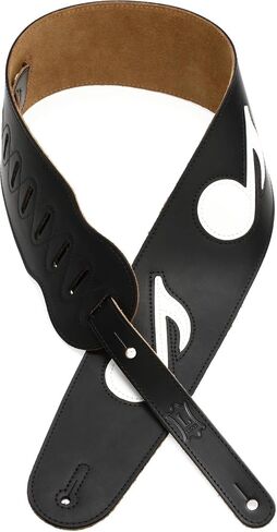 Levy's Leathers 3" Genuine Leather Guitar Strap with Suede Backing and Music Notes Design; White (M4N-WHT) in Saudi Arabia
