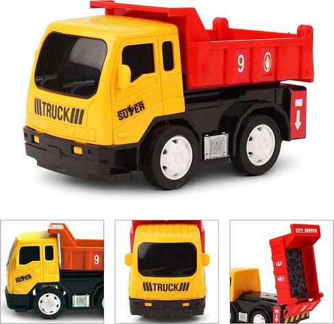 سلسلة الشاحنات الصغيرة التي تعمل بالاحتكاك من TOYZONE | خالية من مادة BPA | لعبة تعمل بالاحتكاك | شاحنة خدمة المدينة غير القابلة للكسر | التراجع | ألعاب الزحف Push & Go (رافعة سحب مركبات البناء) in Kuwait