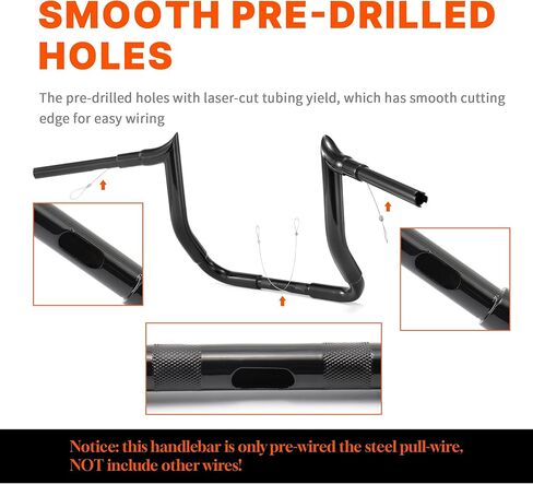 10" Rise Ape Hangers 1-1/2" Bagger Handlebars for Harley 1996-2023 Street Glide FLHX/Electra Glide FLHT/Ultra Limited FLHTK/Tri-Glide FLHTCUTG Models, Chrome in Kuwait