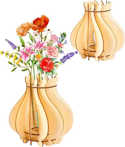 Vase for Lego Flowers - Wooden Puzzle Vase for Lego Flower Bouquet Building Set - Display Stand for Lego Roses Cherry Blossom Sunflower Tulips Daffodils Lotus in Saudi Arabia
