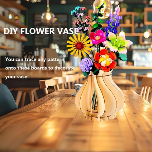 Vase for Lego Flowers - Wooden Puzzle Vase for Lego Flower Bouquet Building Set - Display Stand for Lego Roses Cherry Blossom Sunflower Tulips Daffodils Lotus in Saudi Arabia