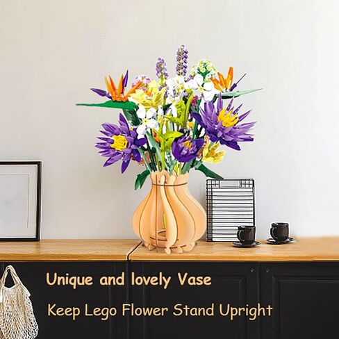Vase for Lego Flowers - Wooden Puzzle Vase for Lego Flower Bouquet Building Set - Display Stand for Lego Roses Cherry Blossom Sunflower Tulips Daffodils Lotus in Saudi Arabia