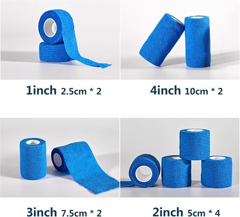 24 Pack Self Adhesive Bandage Wrap, 2" x 5 Yards Multicolor Breathable Elastic Bandage Wrap for People & Pets - Athletic Elastic Cohesive Bandage for Sports Injury: Ankle, Knee & Wrist sprains in Saudi Arabia