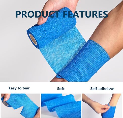 24 Pack Self Adhesive Bandage Wrap, 2" x 5 Yards Multicolor Breathable Elastic Bandage Wrap for People & Pets - Athletic Elastic Cohesive Bandage for Sports Injury: Ankle, Knee & Wrist sprains in Saudi Arabia